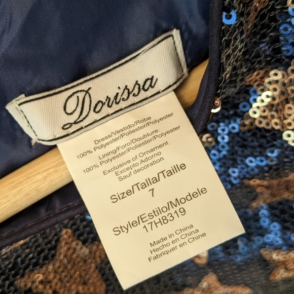 💙⭐ Dorissa Formal Dress Sequin Navy Gold Stars Tulle Girls Size 7 - Picture 9 of 10